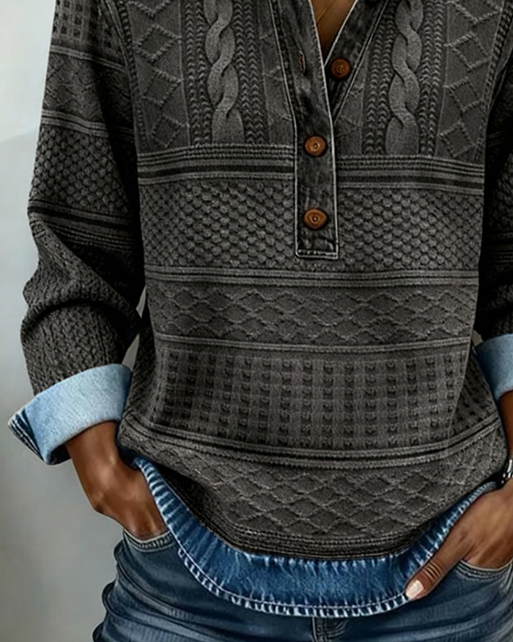 Doroth Trendy Sweatshirt with Button and Collar