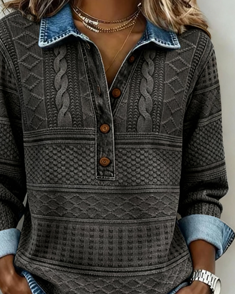 Doroth Trendy Sweatshirt with Button and Collar