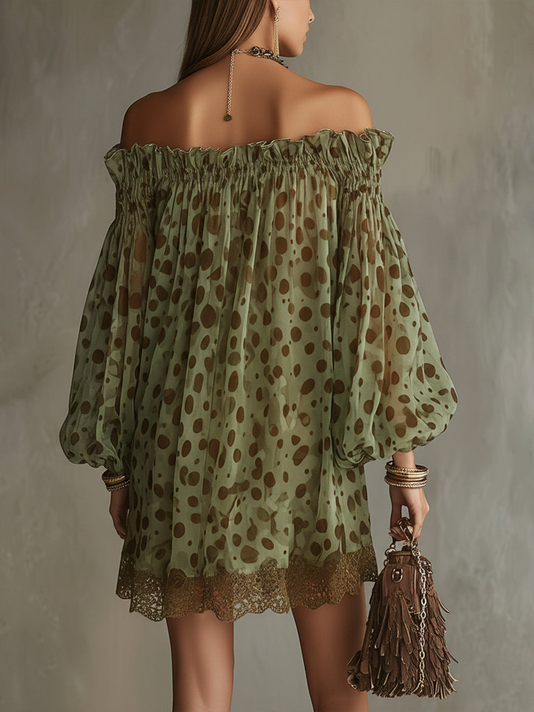Orlina Dot Lace Mini Dress