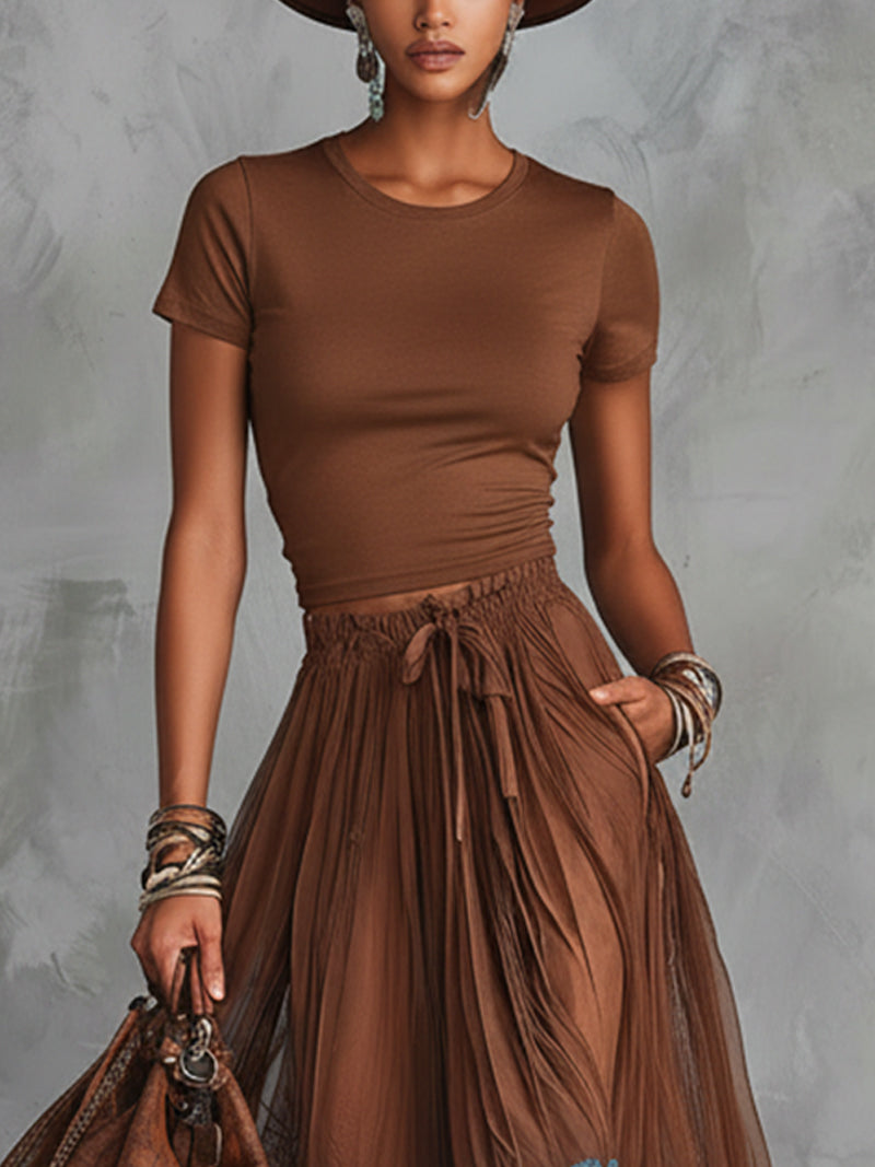 Maribel Contrast Lace Maxi Set