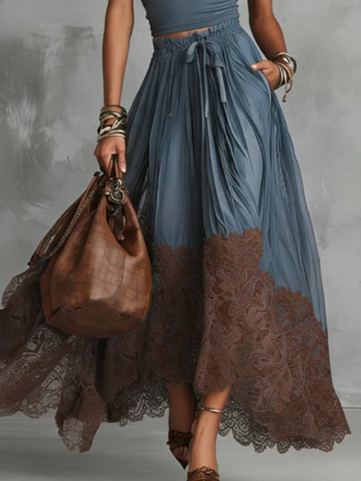 Maribel Contrast Lace Maxi Set