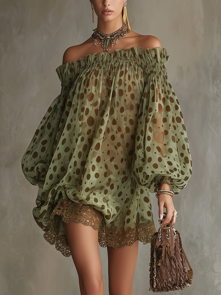 Orlina Dot Lace Mini Dress