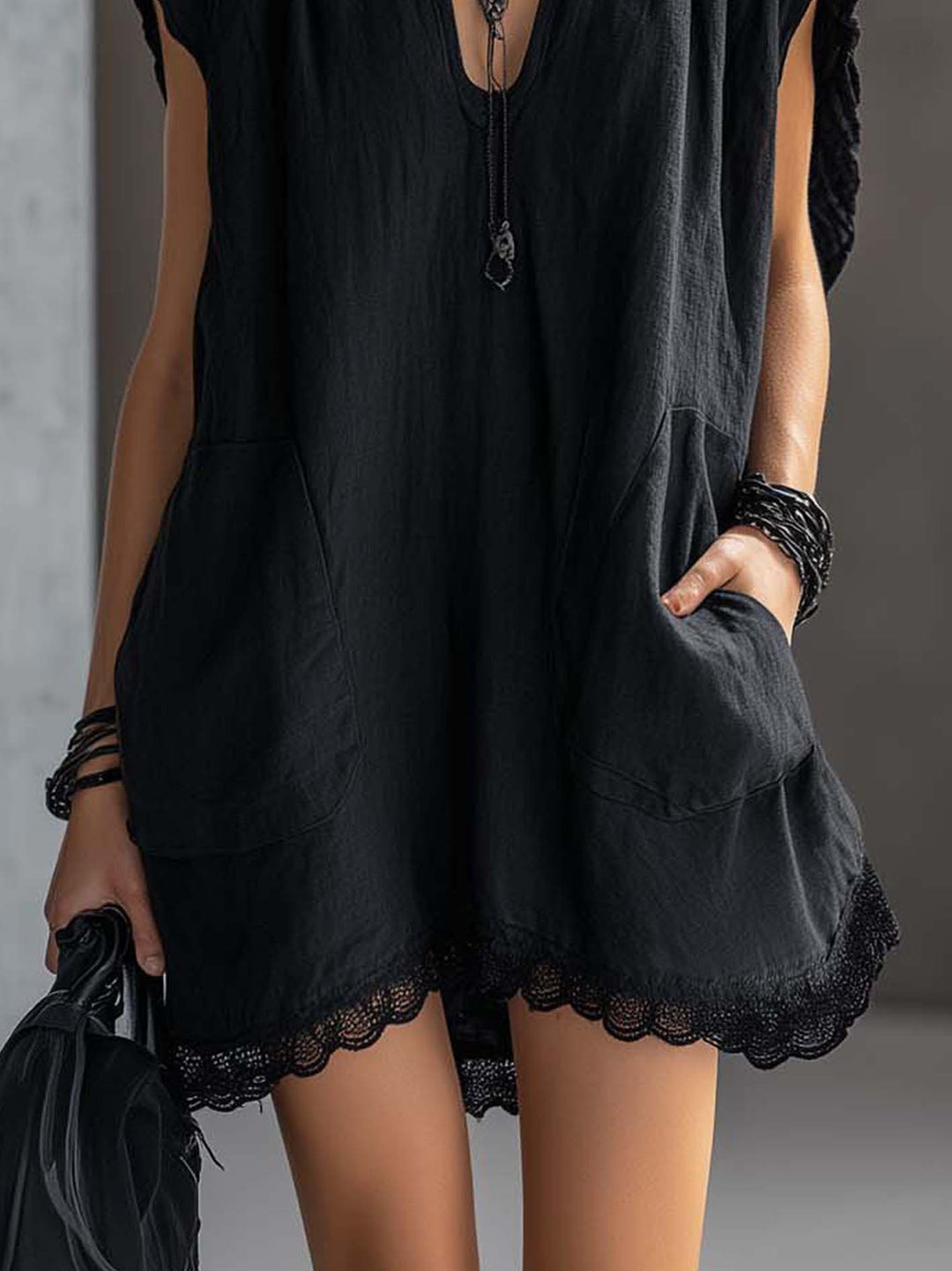 Nerelle Lace Pocket Mini Dress