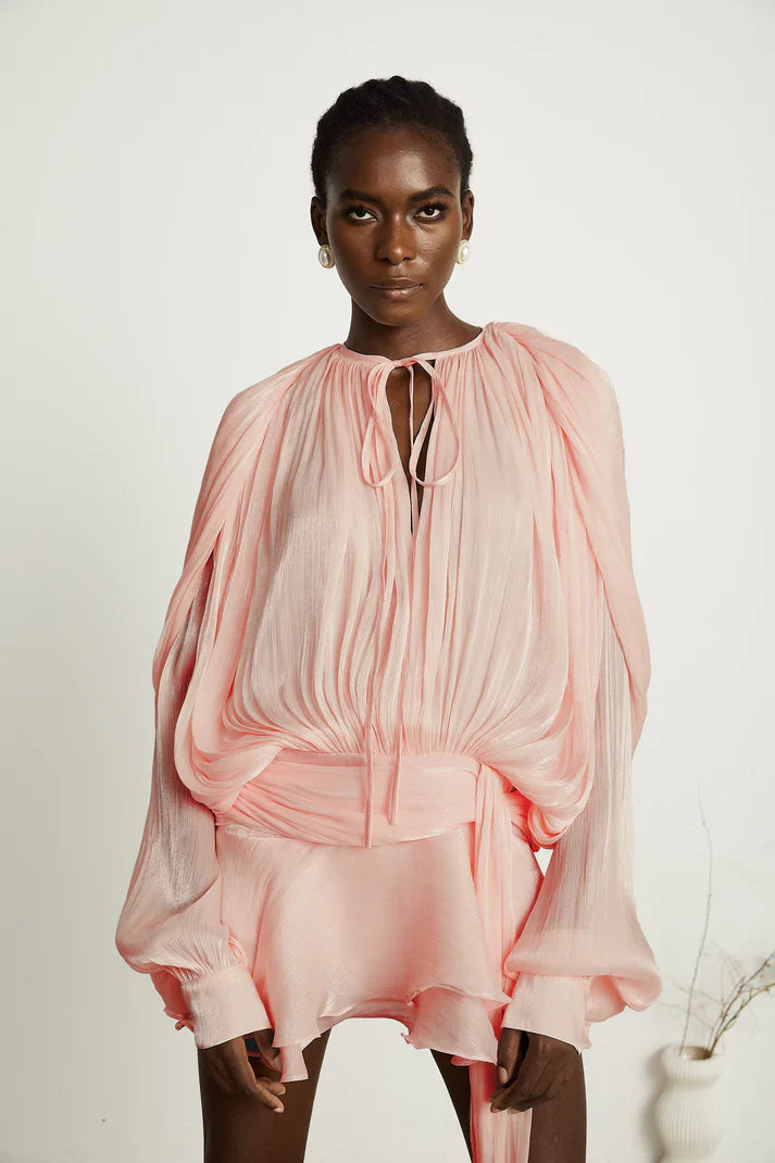 Eloria Pleated Ruffle Mini Dress