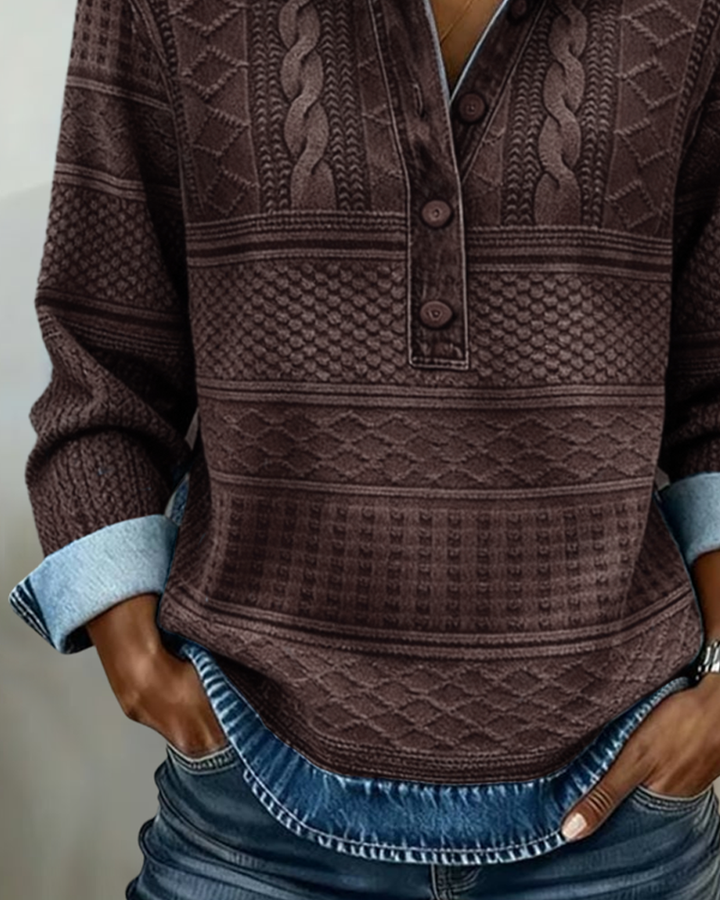 Doroth Trendy Sweatshirt with Button and Collar