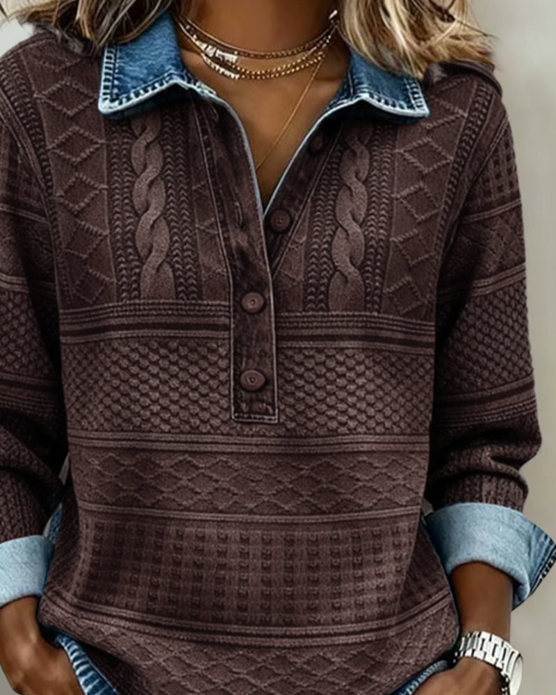 Doroth Trendy Sweatshirt with Button and Collar