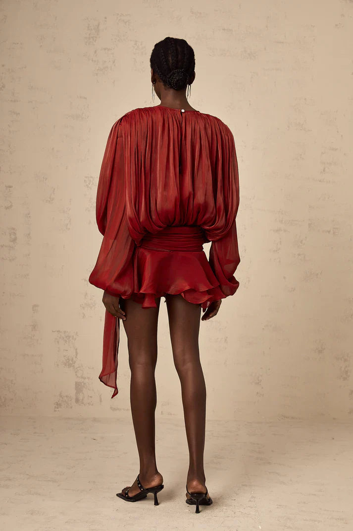 Eloria Pleated Ruffle Mini Dress