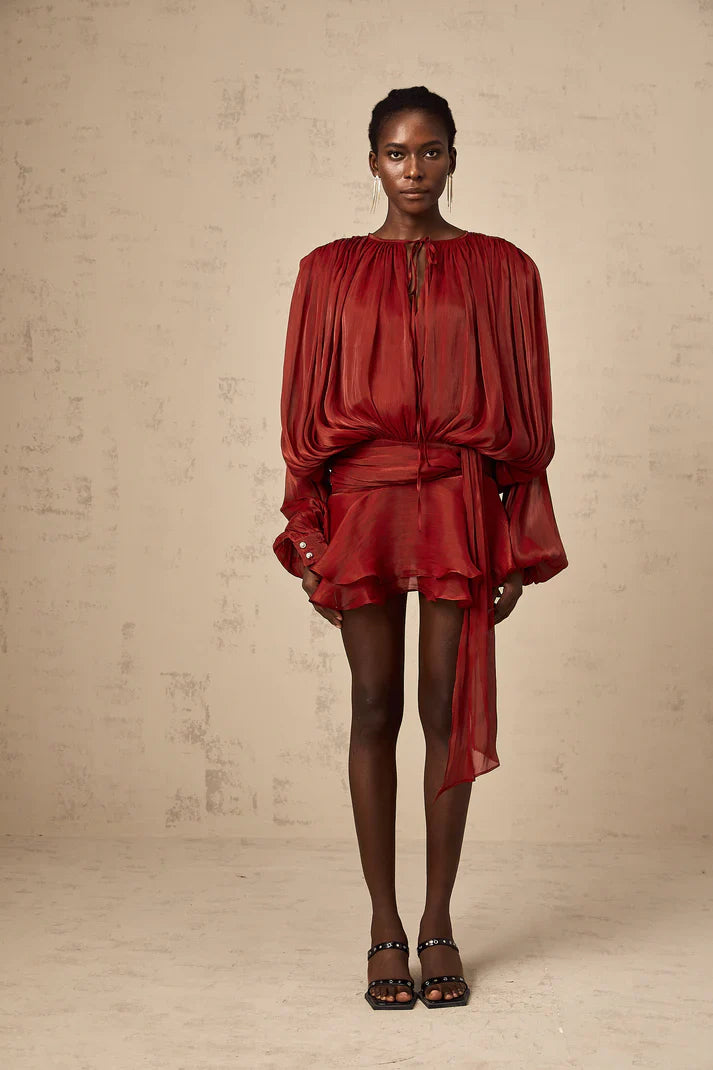 Eloria Pleated Ruffle Mini Dress
