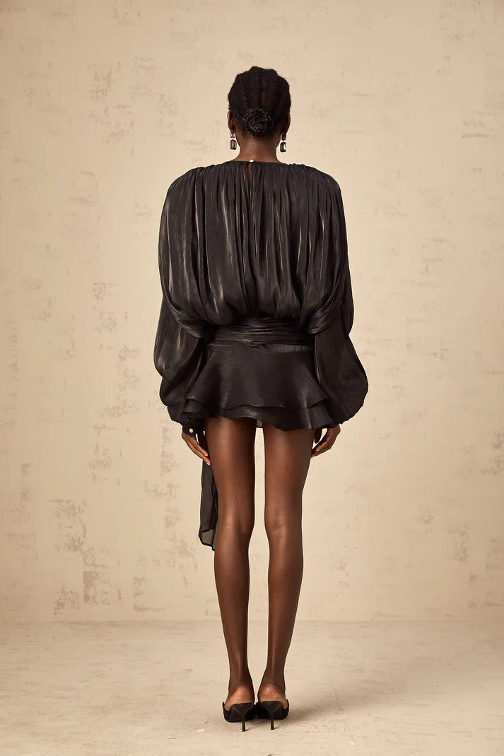 Eloria Pleated Ruffle Mini Dress