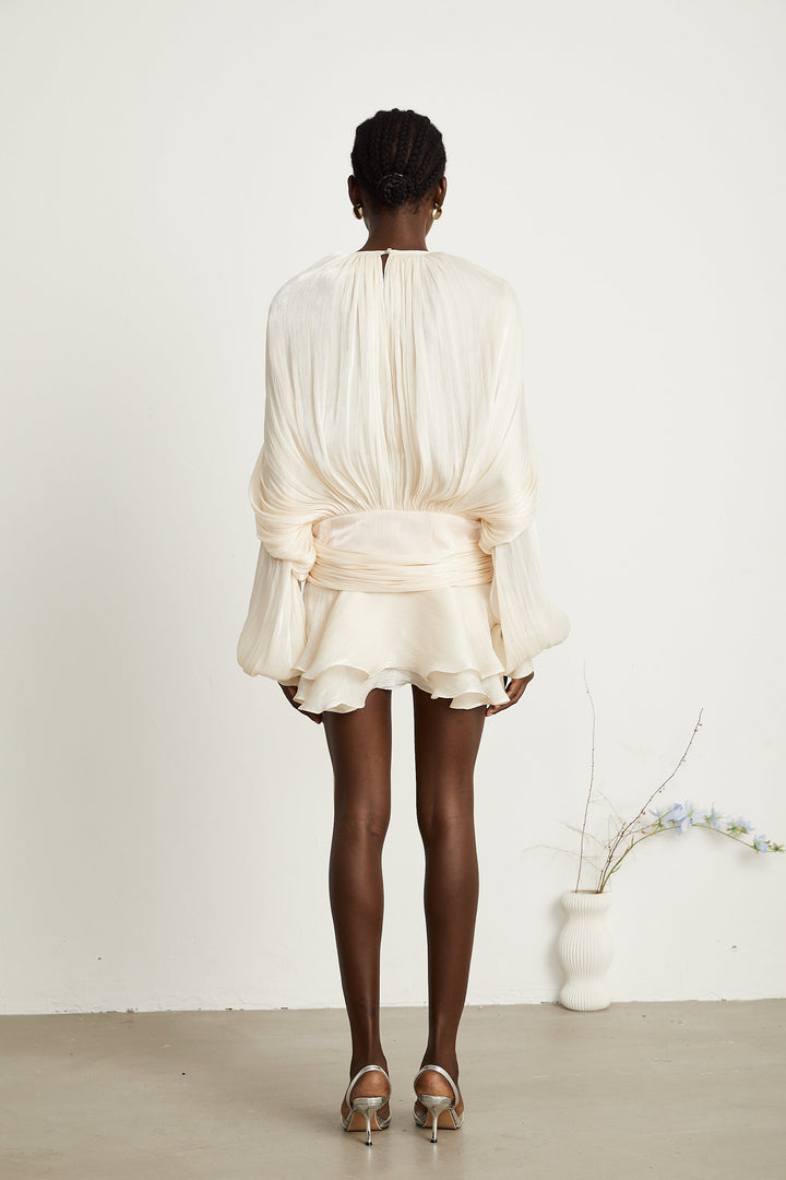 Eloria Pleated Ruffle Mini Dress
