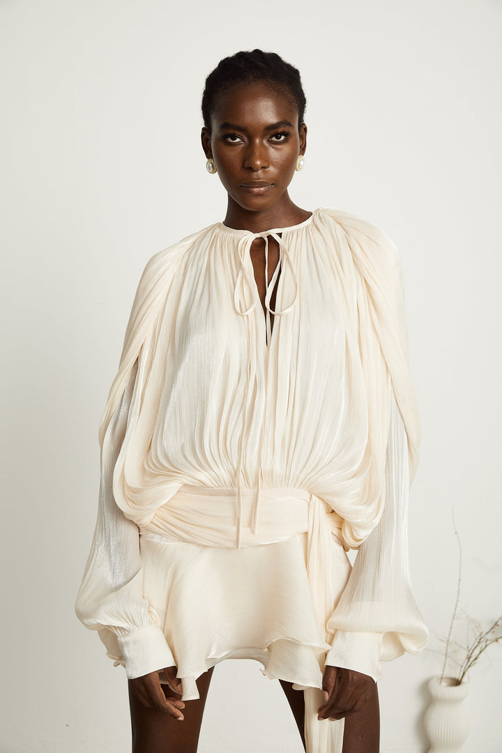 Eloria Pleated Ruffle Mini Dress
