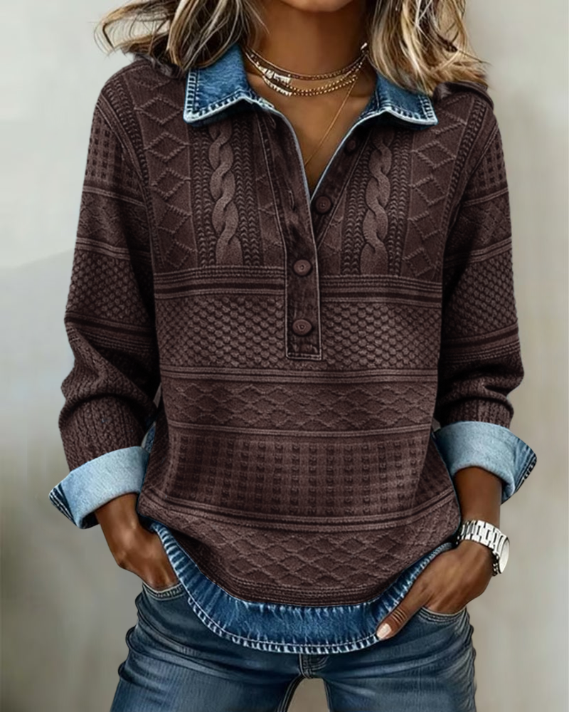 Doroth Trendy Sweatshirt with Button and Collar