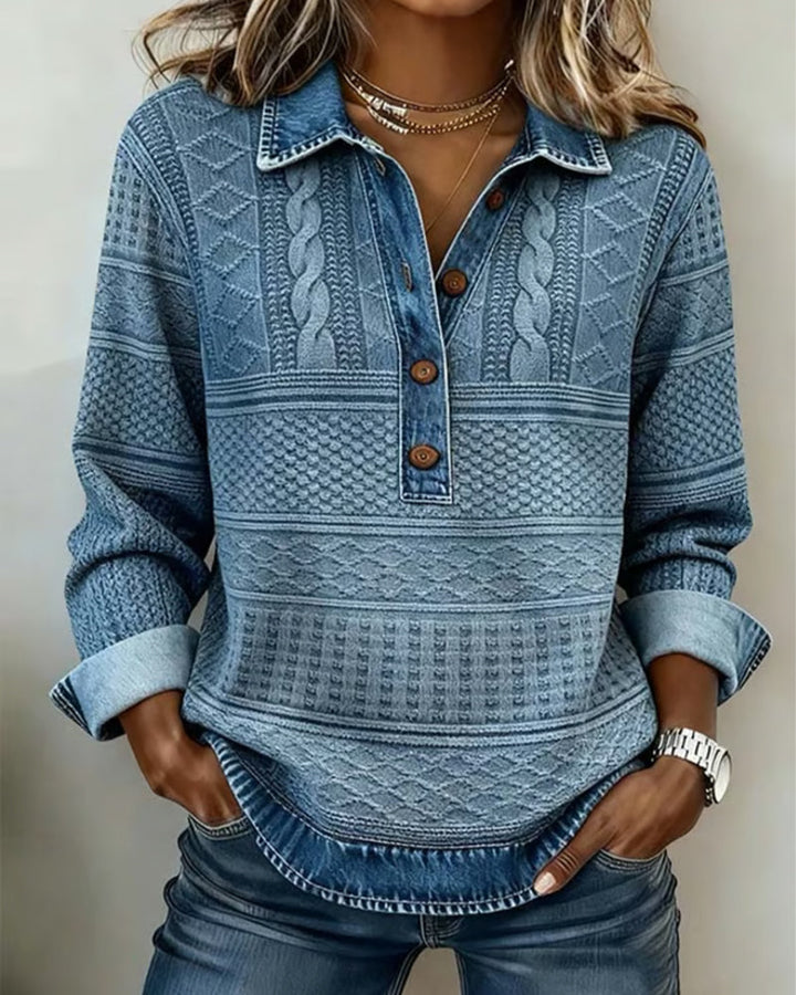 Doroth Trendy Sweatshirt with Button and Collar
