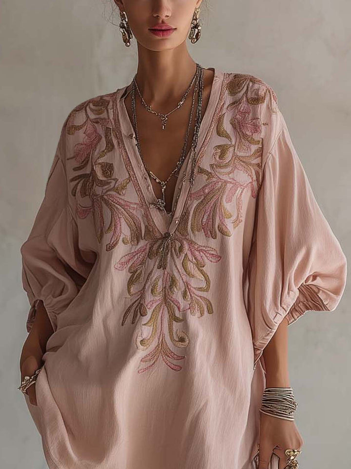 Roselle Embroidered Linen Mini Dress