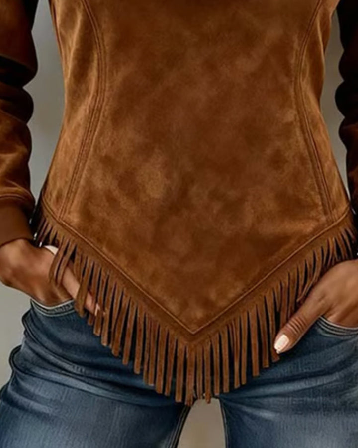 Liora Half-Zip Fringe Sweater