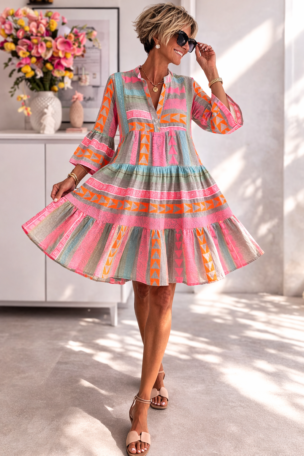 Camille Printed Flow Midi Dress