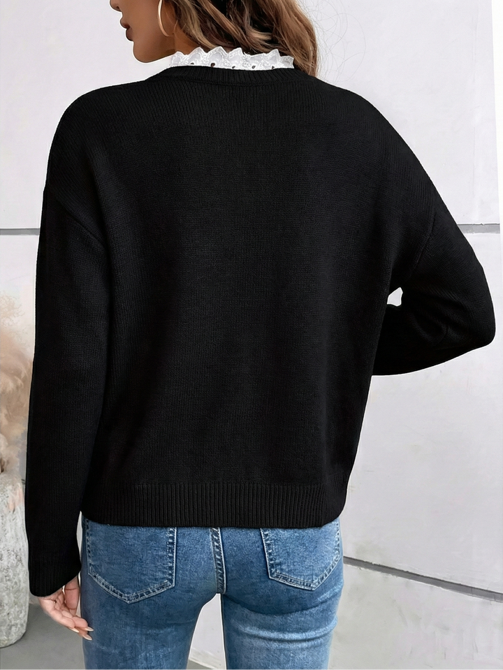 Elicera Lace Collar Knit Blouse