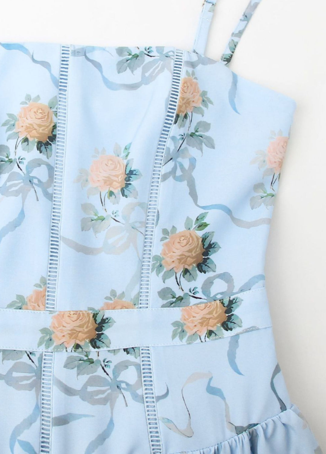 Alessia Bloom Midi Dress – Soft Blue Floral