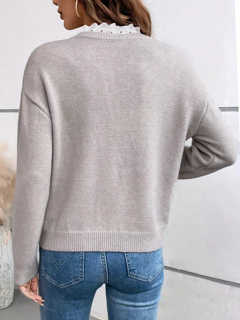 Elicera Lace Collar Knit Blouse