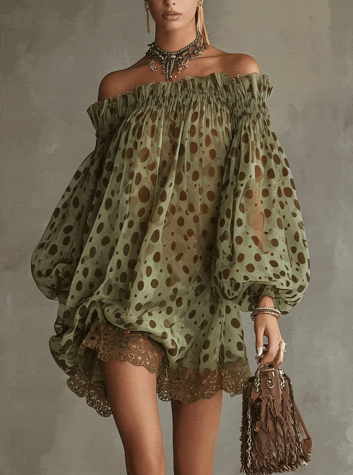 Orlina Dot Lace Mini Dress