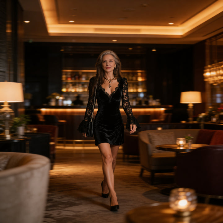 Elarisse Midnight Lace Dress